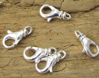 Lobster Claw Clasps, Ten (10) Silver-Plated Brass Lobster Clasps, 12x7mm with Swivel Clasp, Jewelry Supplies, Necklace Clasp, Item 2185m