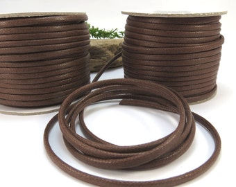 3mm Brown Waxed Cotton Cord, 5 Yards Brown Cotton Cord, Item 635ct