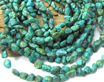 Turquoise Pebbles, Blue/Green Turquoise Beads, 15" inch Strand, Beading Supplies, Jewelry Supplies, Item 1794gst