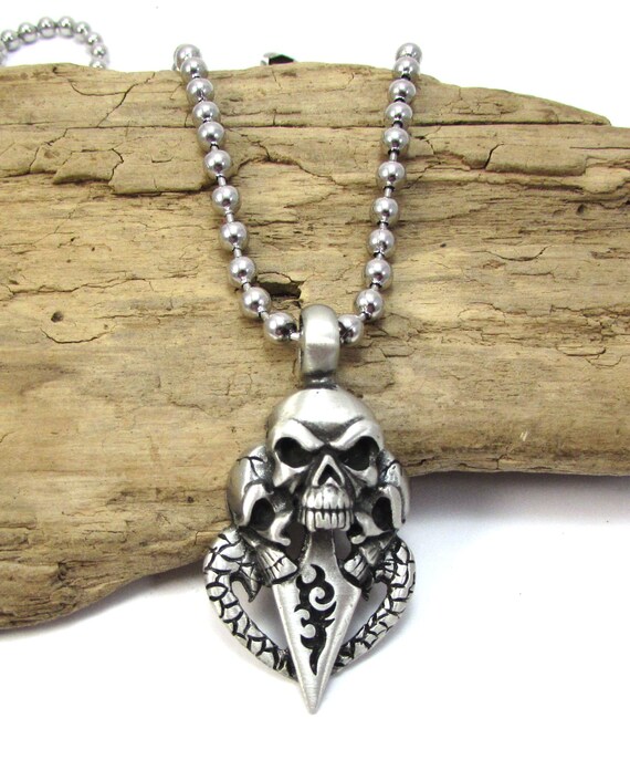 Skull Necklace, 53x28mm Skull With Arrow Pendant, Custom