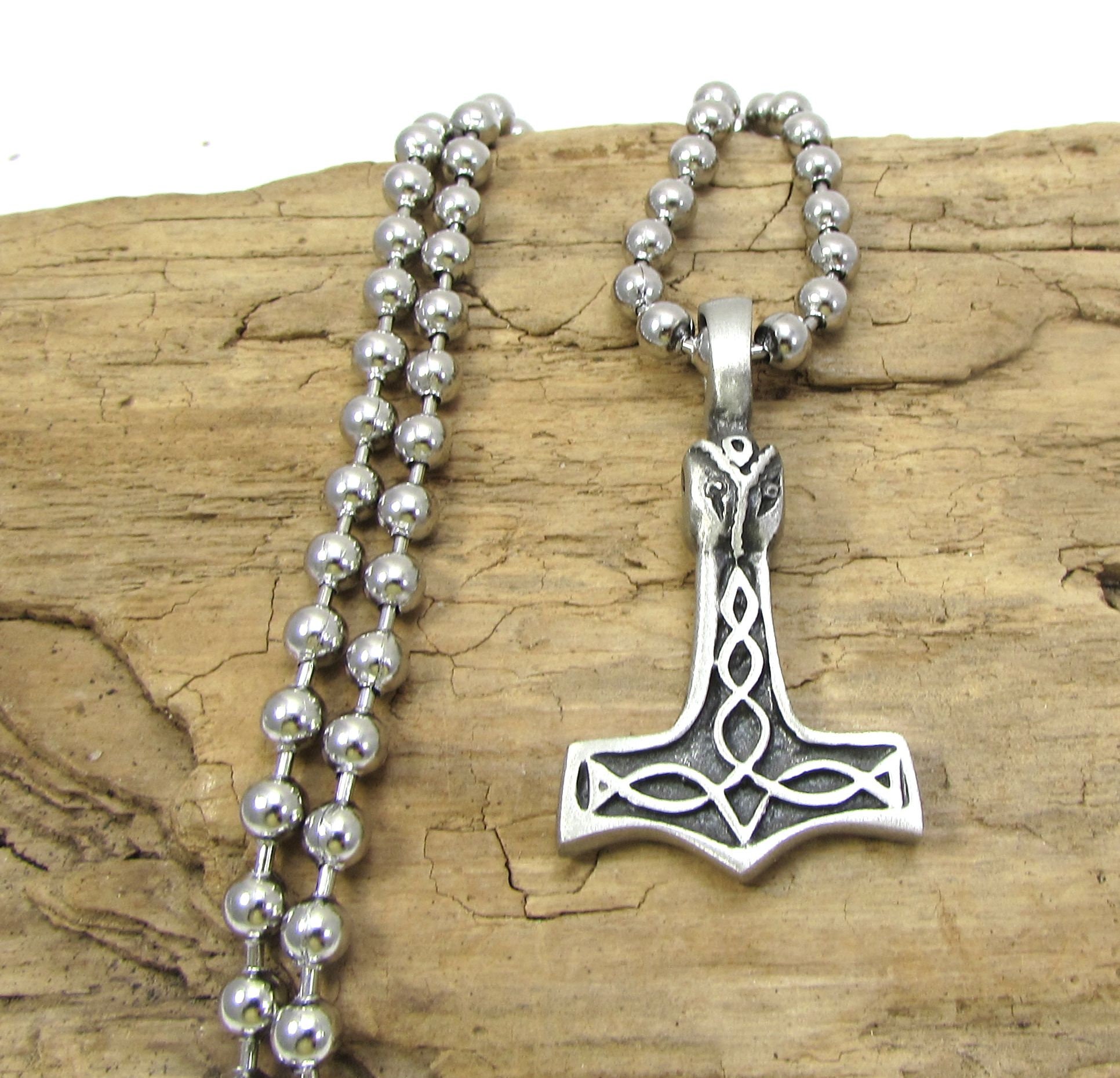Thor's Hammer Celtic Knot With Owls Head Pendant Necklace Etsy UK