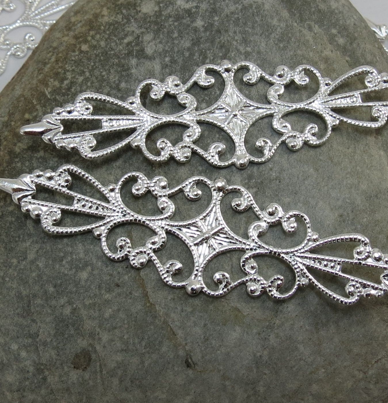 Filigree Wrap Components, Ten (10) Silver Bendable Filigree Wrap Links ...