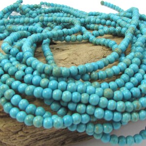 4mm Magnesite Beads, 15 inch Strand, 4mm Blue Beads, Beading Supplies, Jewelry Supplies, Item 1271gsm image 3