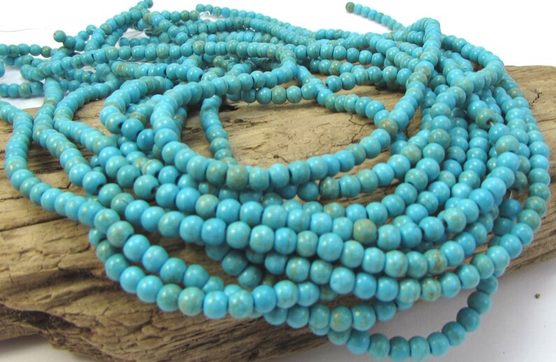 4mm Magnesite Beads, 15 inch Strand, 4mm Blue Beads, Beading Supplies, Jewelry Supplies, Item 1271gsm image 3