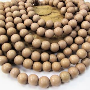 Perles en bois brun moyen 10 mm, Deux (2) rangs de 16 pouces, Perles en bois marron 10 mm, Fournitures pour perles, Fournitures pour bijoux, Article 2620wb