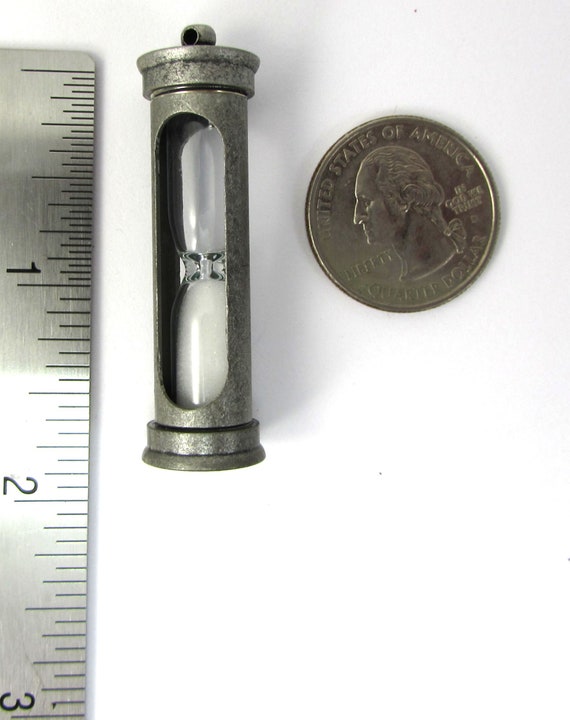 砂時計ネックレス、47 x 14 mm アンティークシルバー砂時計ペンダント