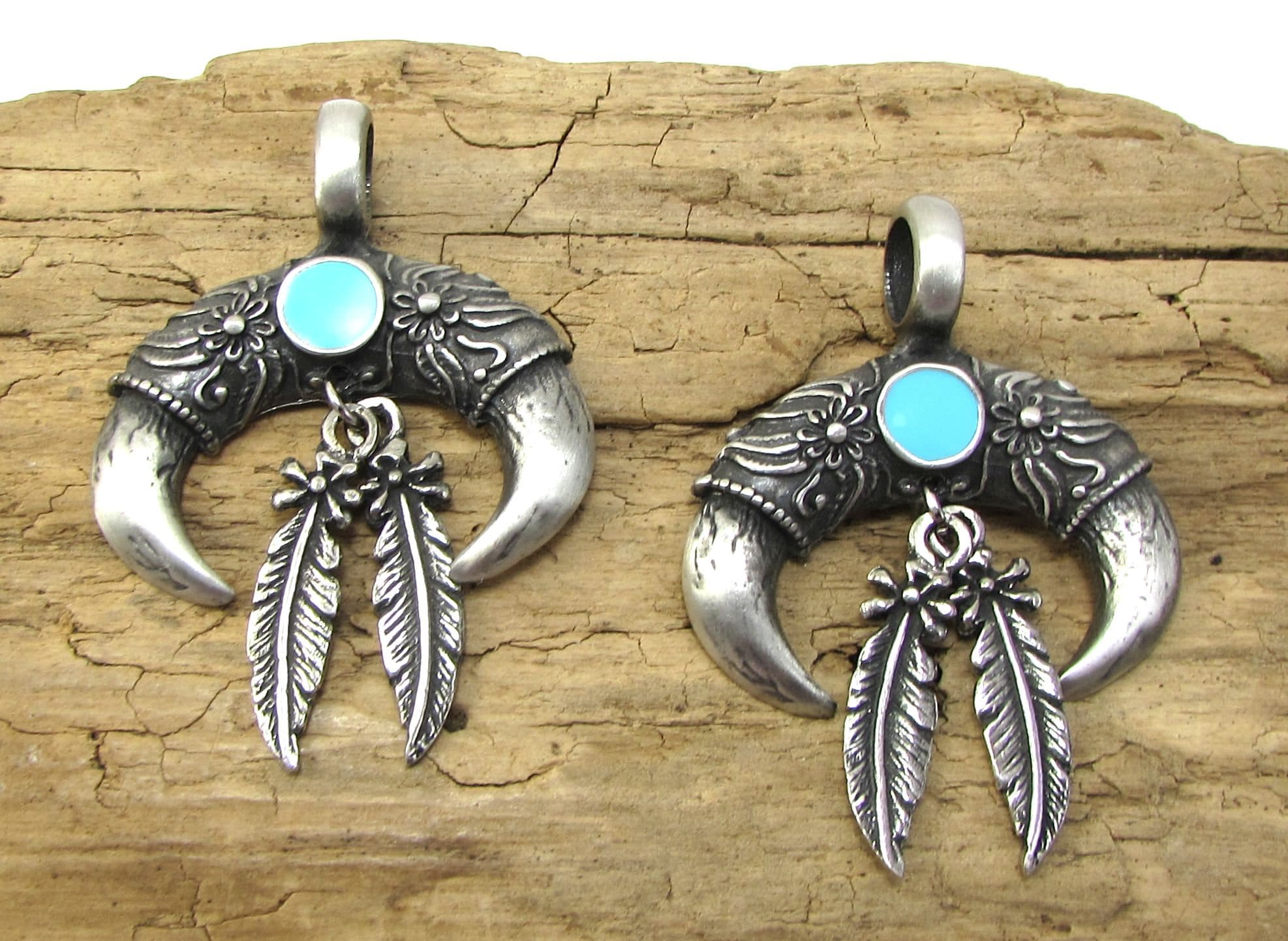 葉*山様 デュアルタロンウィズフェザー　ネックレス　ターコイズ　銀 葉*山様 デュアルタロンウィズフェザー ネックレス ターコイズ 銀 葉