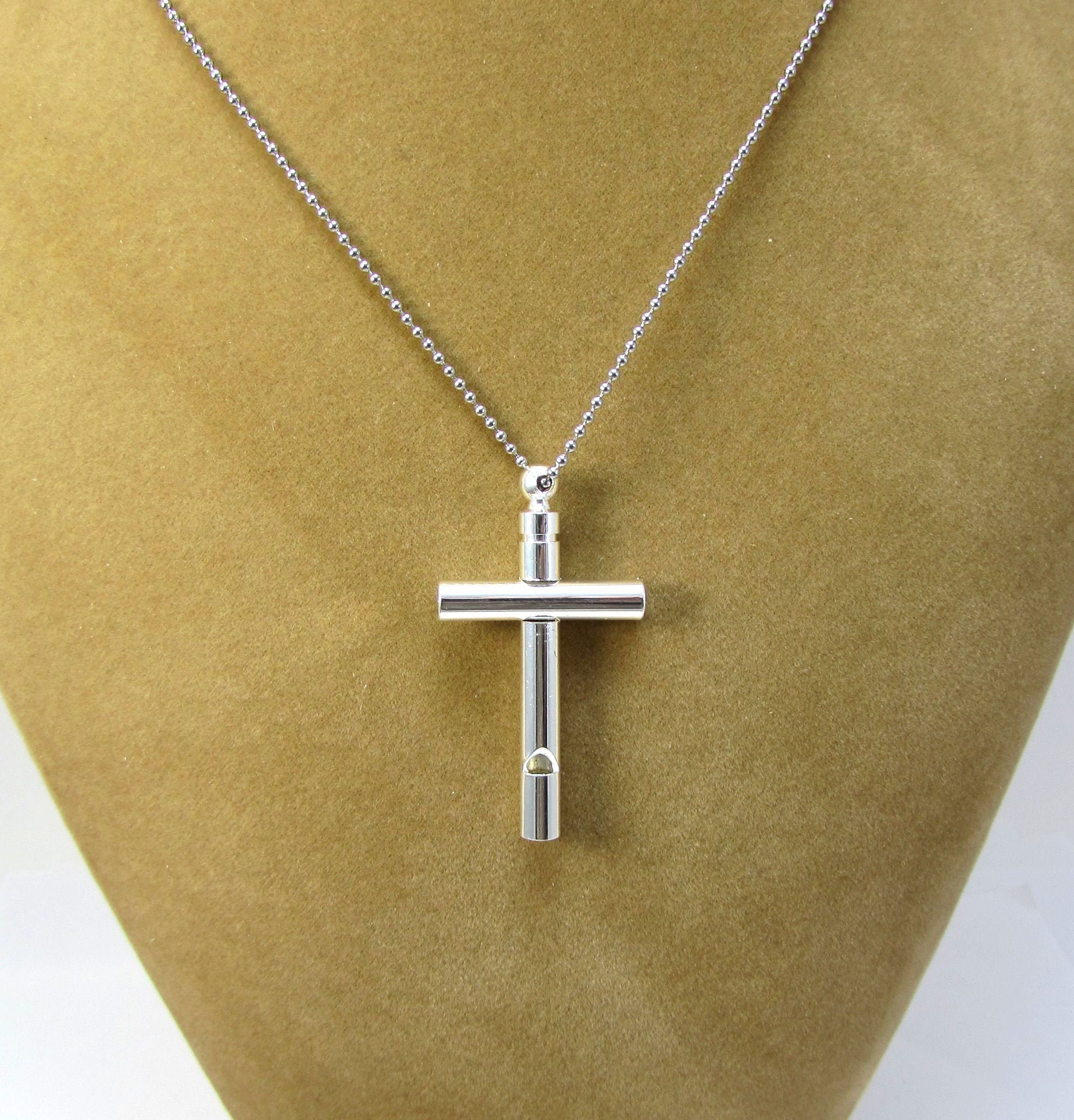 Fashion Women Men's Jewelry Stainless Steel Whistle Cross Pendant Necklace Chain Fashion Women Men's Jewelry Stainless Steel Whistle Cross Pendant Necklace Chain