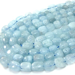 Aquamarine Nuggets, 16 inch Strand Blue Aquamarine Beads, Jewelry Supplies, Beading Supplies, Item 1800gss image 3