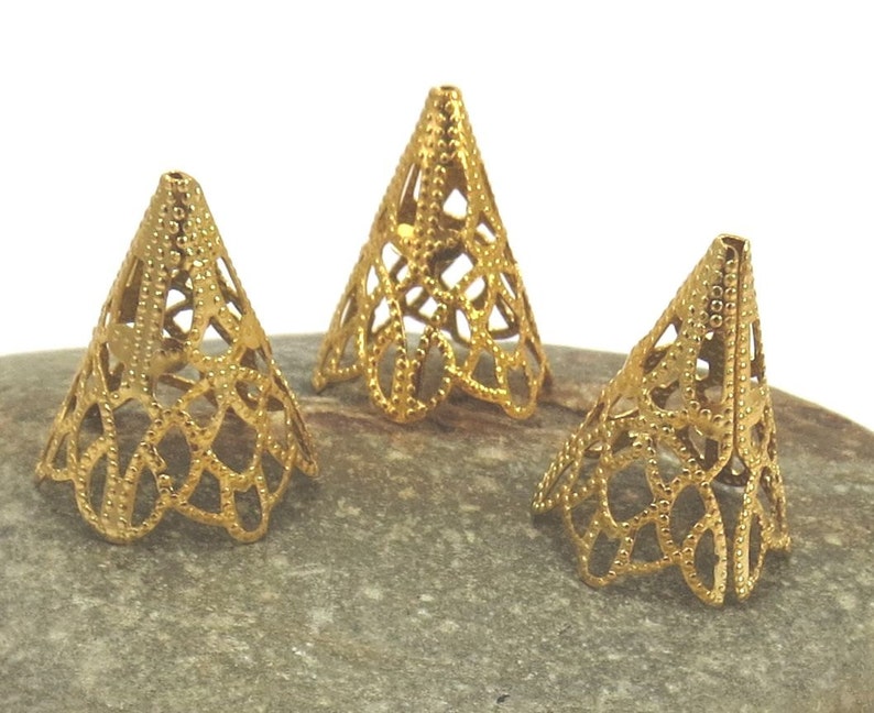 Bead Cones 20x17mm Gold Filigree Cones 24 Filigree Bead Etsy