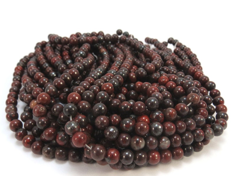 Natural 4mm Jasper Beads 4mm Red and Black Beads Brecciated Jasper Beads 16 inch Strand Beading Supplies Item 631pm