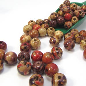 Perles en bois 10 mm, 100 perles rondes multicolores de 10 mm avec motif peint, Fournitures pour perles, Fournitures pour bijoux, Article 1372wb