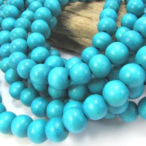 10 mm türkise Holzperlen, zwei (2) 16 &quot;Zoll Stränge, Perlenzubehör, Schmuck Zubehör, Art 1579wb