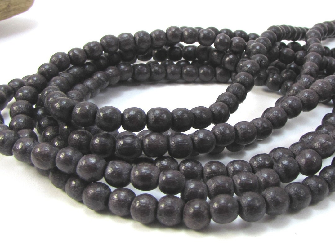 6mm Brown Wood Beads, Two (2) 16