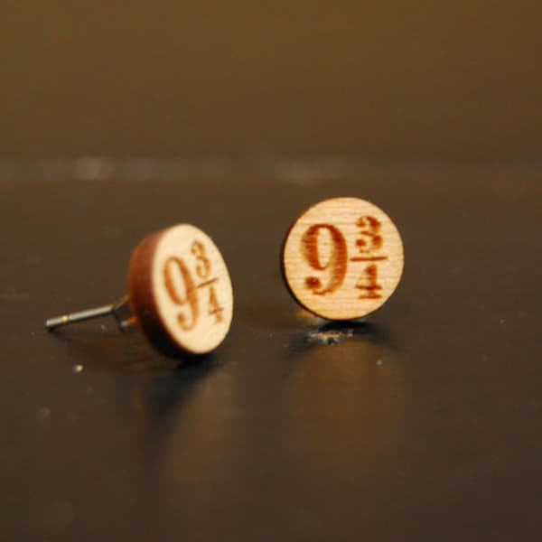 9 3/4 Wood Earrings with Nickel Free Studs!
