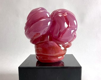 Hand-Made Solid Glass Brain Award on a Base