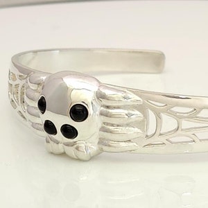 Sterling Silver Spider Bangle with Black Onyx Eyes