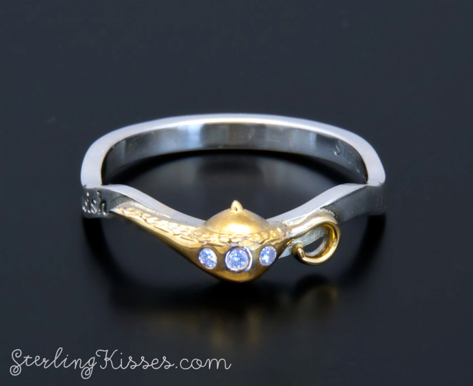 Magic Lamp Ring with Genuine Rubies or Diamonds in Sterling Etsy