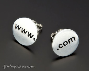 Internet Earrings in Sterling Silver Coding Programmer Geek Jewelry