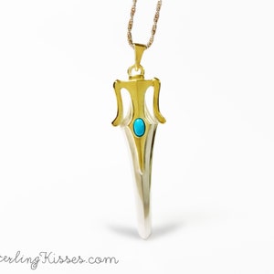 She-Ra Sword Pendant: Sterling Silver, Turquoise, Gold Plated