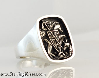 St. George Ring in Sterling Silber Groß