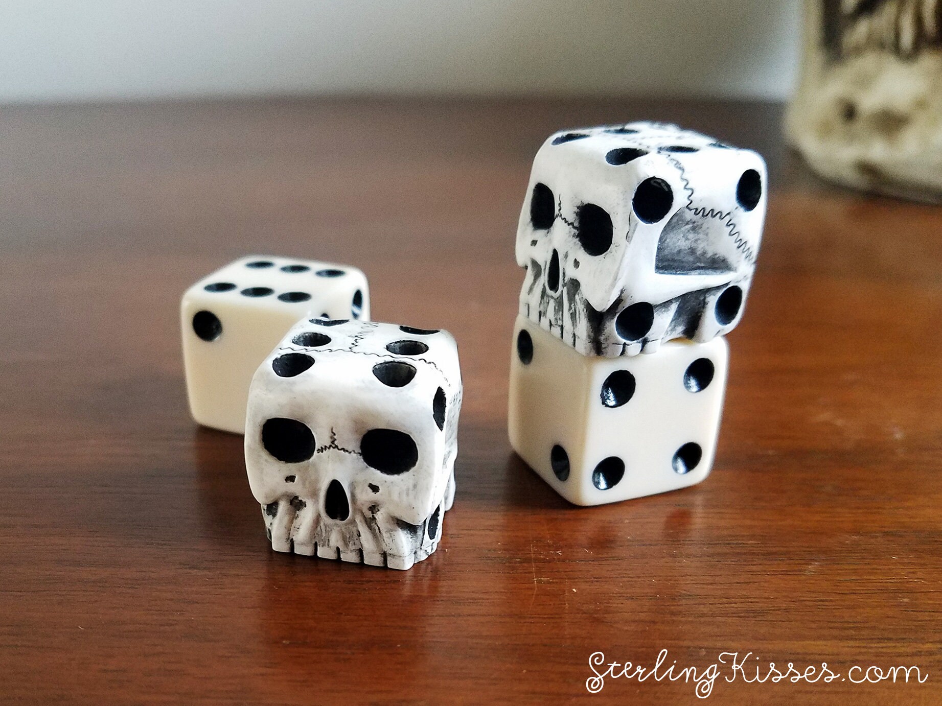 Skull Dice Pair 6 Sided D6 DnD Bone Unique Custom D&D Etsy