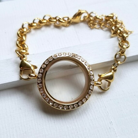 floating charm locket bracelet