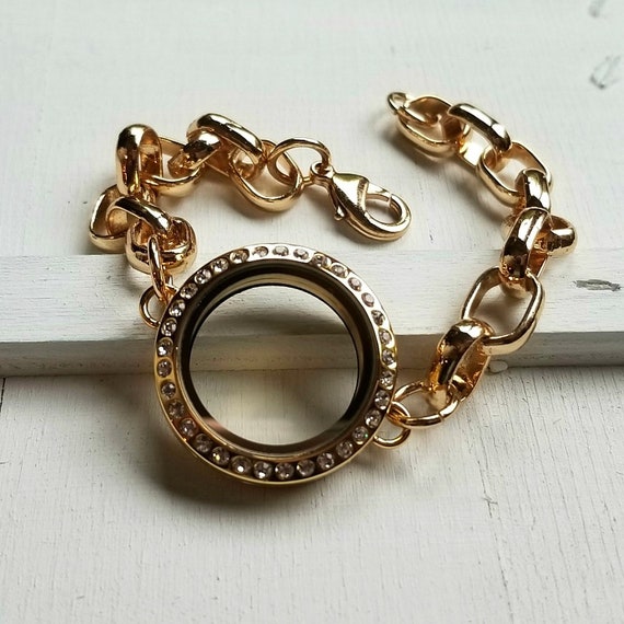 floating charm locket bracelet