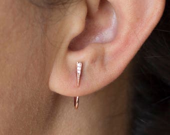 Triangle Open Hoop  Earrings / 14k Solid GoldEarrings / Pair