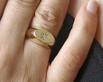 14K massief gouden poolsterring