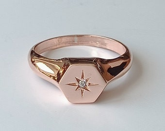14k gouden zegelring met ster
