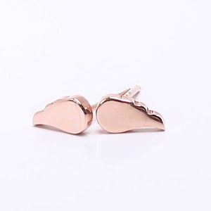 Angel Wings Stud Earrings / 14K Solid Gold/Pair