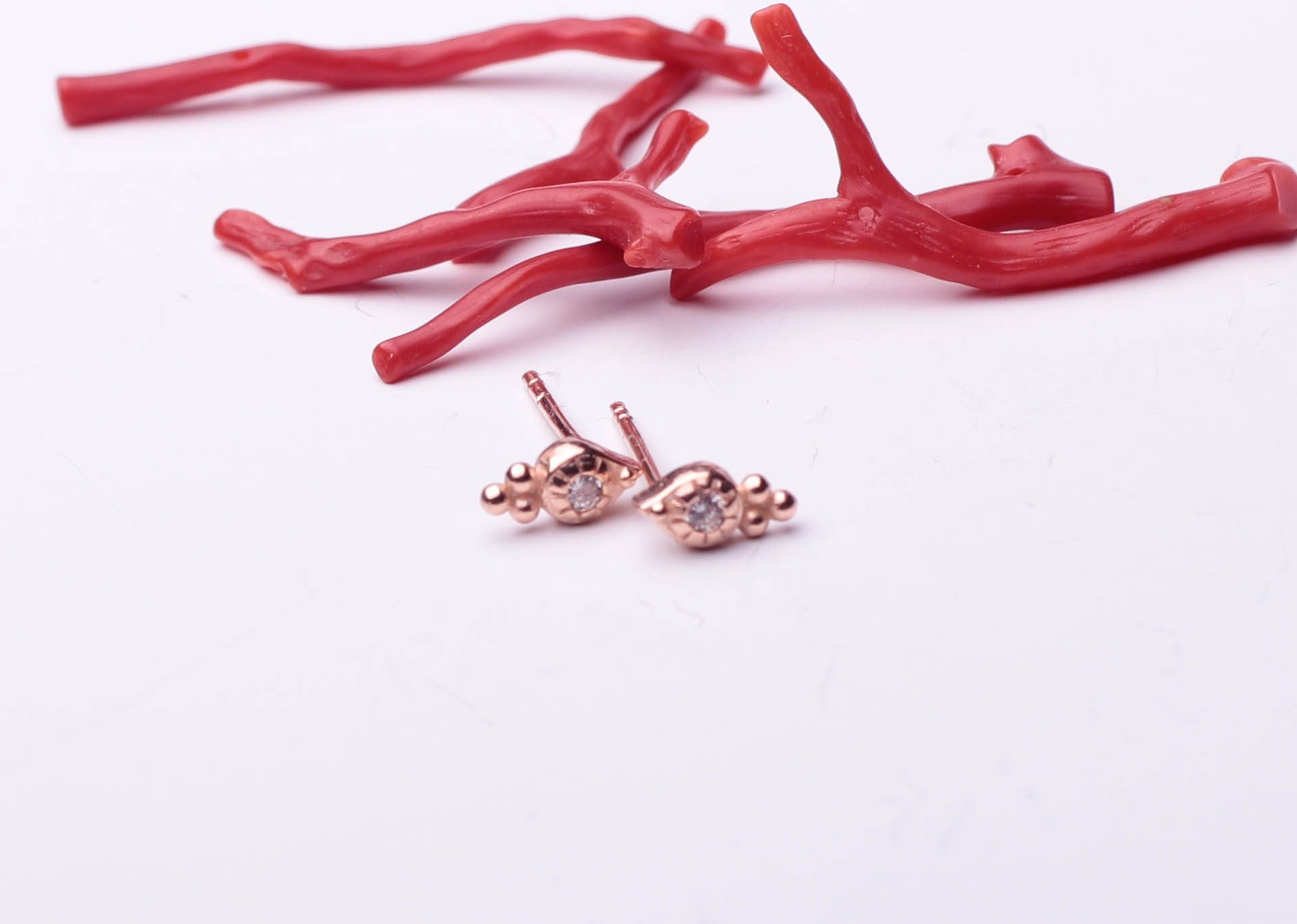 Tiny Solid Gold Studs / 14K Gold Studs / Boho Studs Etsy