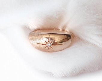 Starburst-ring / 14 kt goud