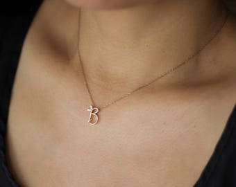 Gold Initial Necklace / Personalized Necklace / Personalized Bridesmaids Gifts / Alphabet Initial Necklace