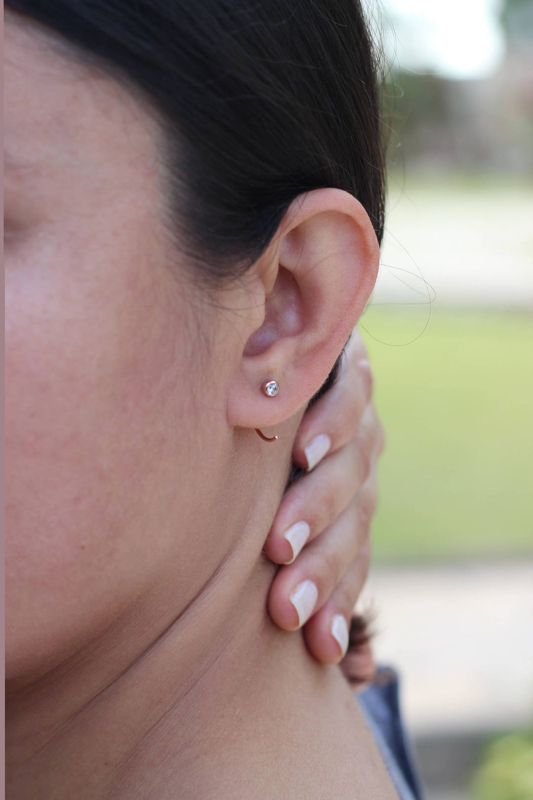 14k Gold Bezel Open Hoop Earrings - Etsy