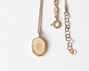 14K gouden Starburst-medaillonketting – Minimale gouden hanger, sierlijke alledaagse sieraden