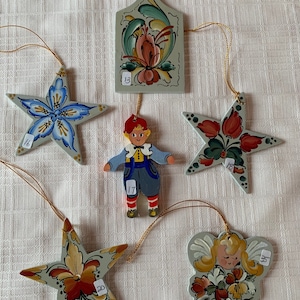 Lovely Wooden Cut-out Hand Painted Telemark Style Rosemaled  Ornaments