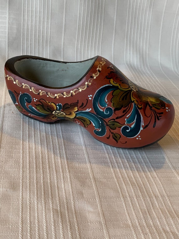 Hand Made Delightful Norwegian Wooden tresco Shoe or Clog With Lovely Rosemaling Etsy Canada