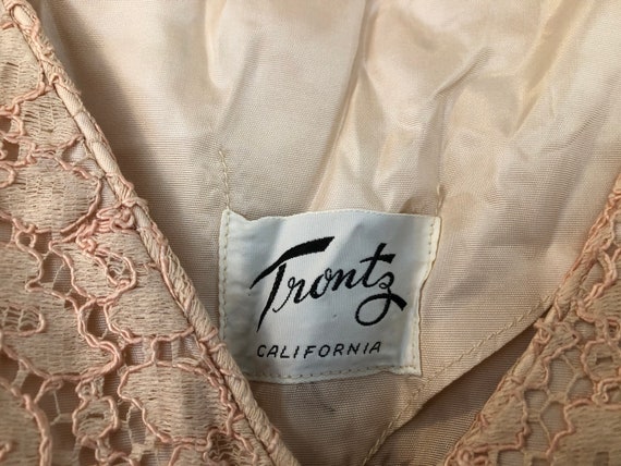 Vintage Trontz California 50's Peach Pink Lace Dr… - image 6