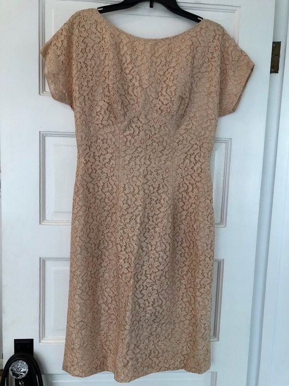 Vintage Trontz California 50's Peach Pink Lace Dre