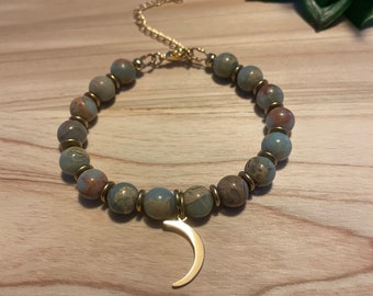 Aqua Terra Jasper Crescent Moon Adjustable Bracelet