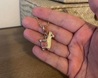 14K Gold Plated Llama Charm Necklace | Llama Necklace