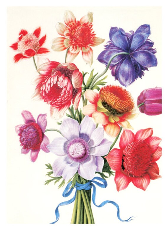 Items similar to Vintage Flowers Botanical Print by Pierre-Joseph ...