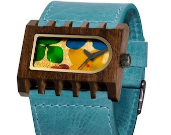 Reloj de madera, regalo de cumpleaños, reloj de flores reales, reloj de pulsera hecho a mano, reloj de las mujeres, regalo de la novia, reloj único, madera, reloj, FERRO SE