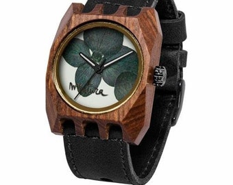 Wooden watch, Birthday Gift, Real Flowers, Handmade wrist watch, Womens watch, Unique watch, Ecofriendly, wood accessories, VOLKANO SE