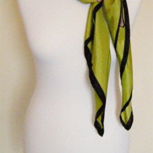 Green silk scarf with black border. | Etsy