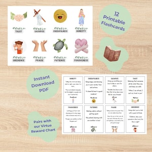 Cartões de Versículos Bíblicos para Imprimir para Crianças | Cartões de Escrituras Correspondentes para Tabela de Recompensas | Ferramenta de Aprendizagem Cristã | Download Digital