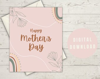 PRINTABLE Mother's Day Rainbow Card Digital Download, Print at Home Card, Mother's Day Card