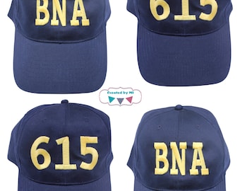 Navy and Yellow Hat Embroidered Nashville hat - BNA- 615
